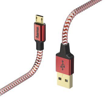 Кабель Hama 00178288 micro USB B (m) USB A(m) 1.5м красный