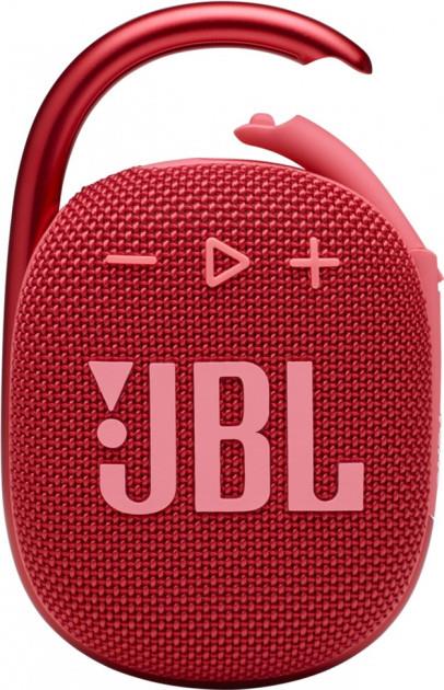 Портативная акустика Колонка порт. JBL Clip 4 красный 5W 1.0 BT 15м (JBLCLIP4RED)