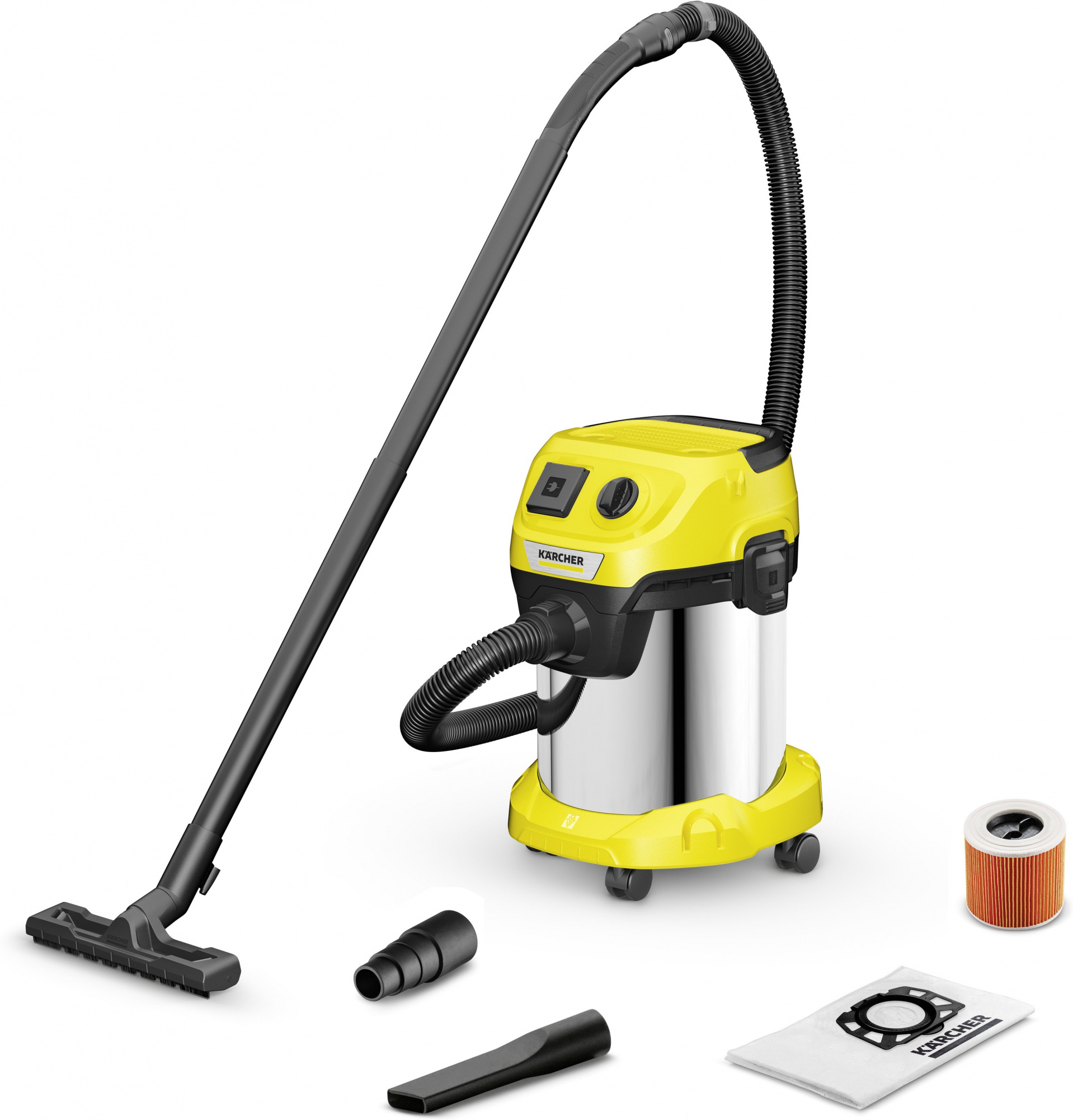 Строительный пылесос Karcher WD 3 P S V-17/4/20 1000Вт (уборка: сухая/сбор воды) желтый