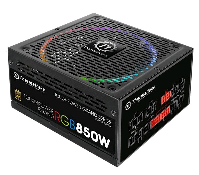 Блок питания Thermaltake ATX 850W Toughpower Grand RGB 80+ gold (24+4+4pin) APFC 140mm fan color LED 12xSATA Cab Manag RTL