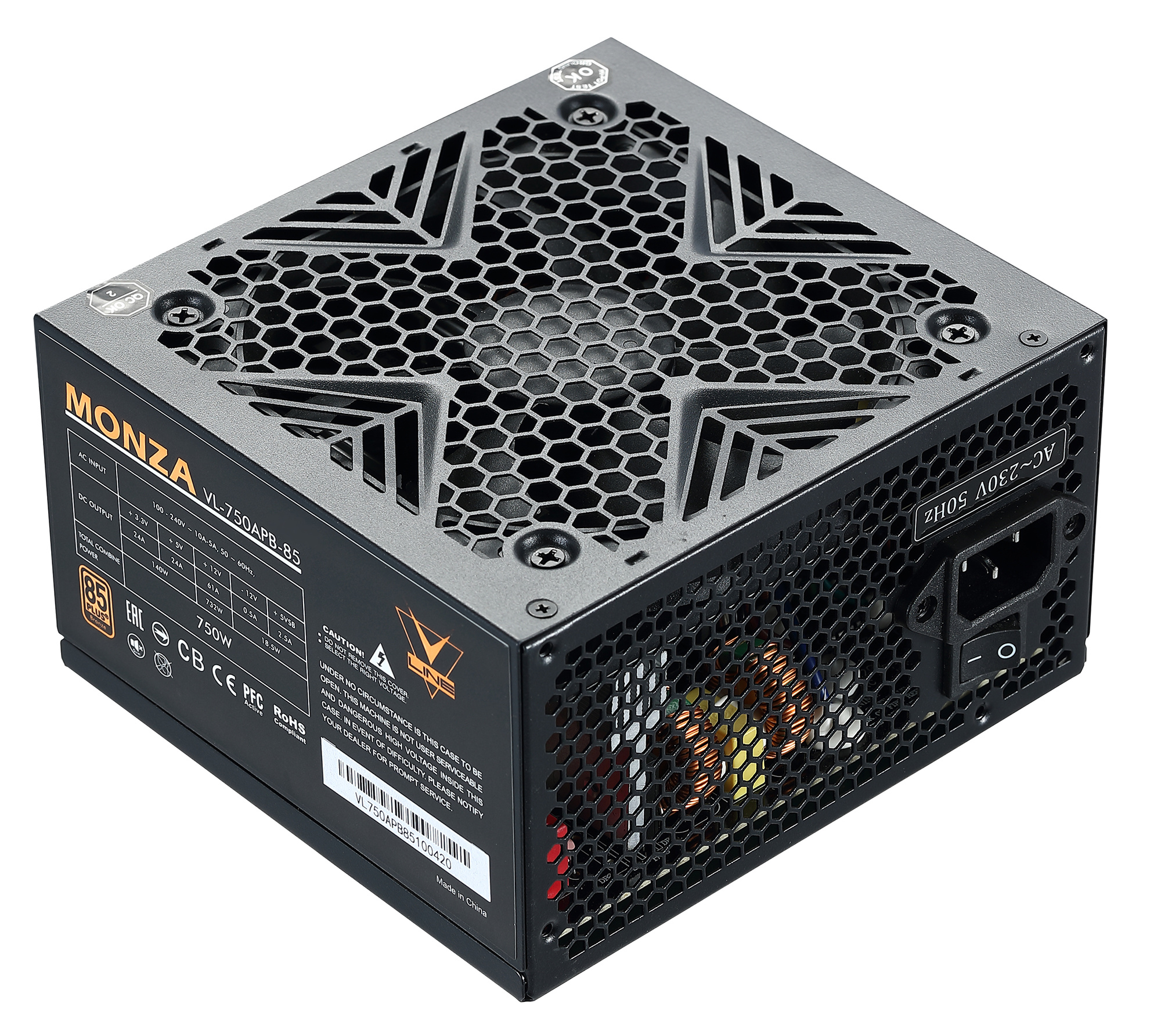 Блок питания Formula ATX 750W MONZA VL-750APB-85 80+ bronze (24+4+4pin) APFC 120mm fan 7xSATA RTL