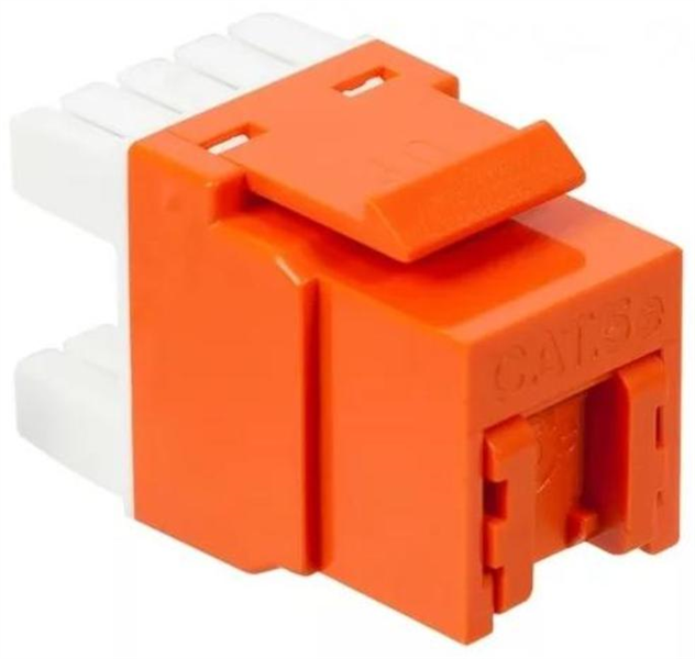 Коннекторы  Неватека Модуль Keystone, RJ45, кат.5E, UTP, 180 градусов, со встроенной шторкой, оранжевый (LAN-OK45U5E/180P-OR)