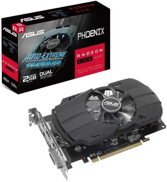   Неватека Видеокарта Asus PCI-E PH-550-2G AMD Radeon RX 550 2048Mb 64 GDDR5 1183/6000 DVIx1/HDMIx1/DPx1/HDCP Ret