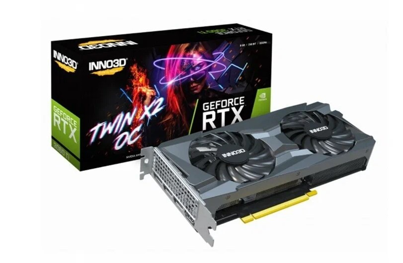 Видеокарта INNO3D RTX 3060 Ti Twin X2 OC//RTX3060Ti, HDMI, DP*3, 8G,D6 (N306T2-08D6X-119032DH)