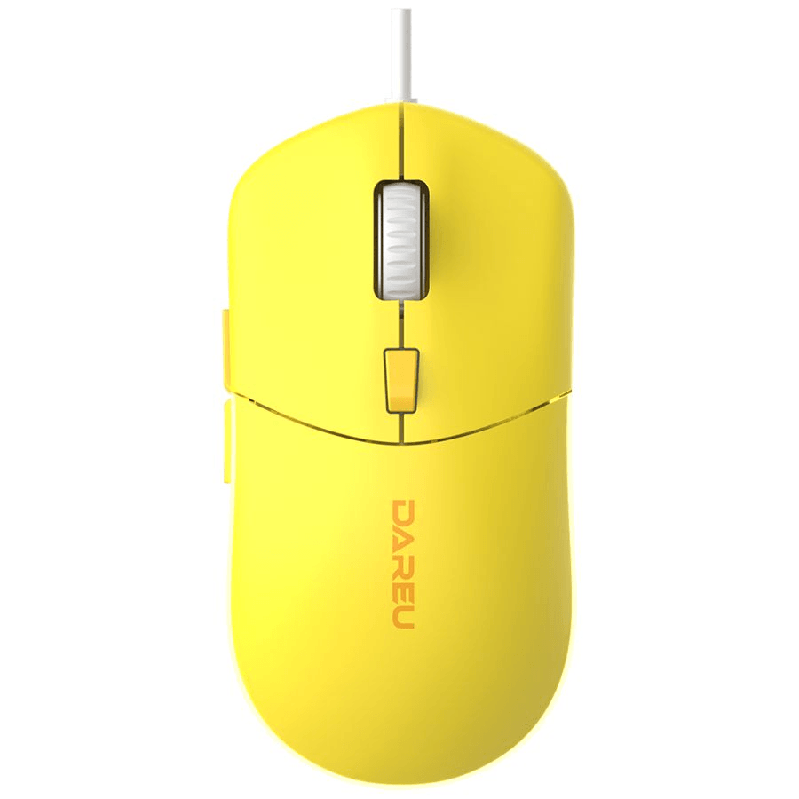 Мышь проводная Dareu LM121 Yellow (желтый), DPI 800/1600/2400/6400, подсветка RGB, размер 116x35x60мм, 1,8м