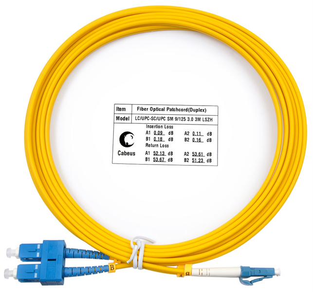 Шнур оптический duplex lc-sc 9/125 sm 3м lszh Cabeus FOP(d)-9-LC-SC-3m (FOP(d)-9-LC-SC-3m)