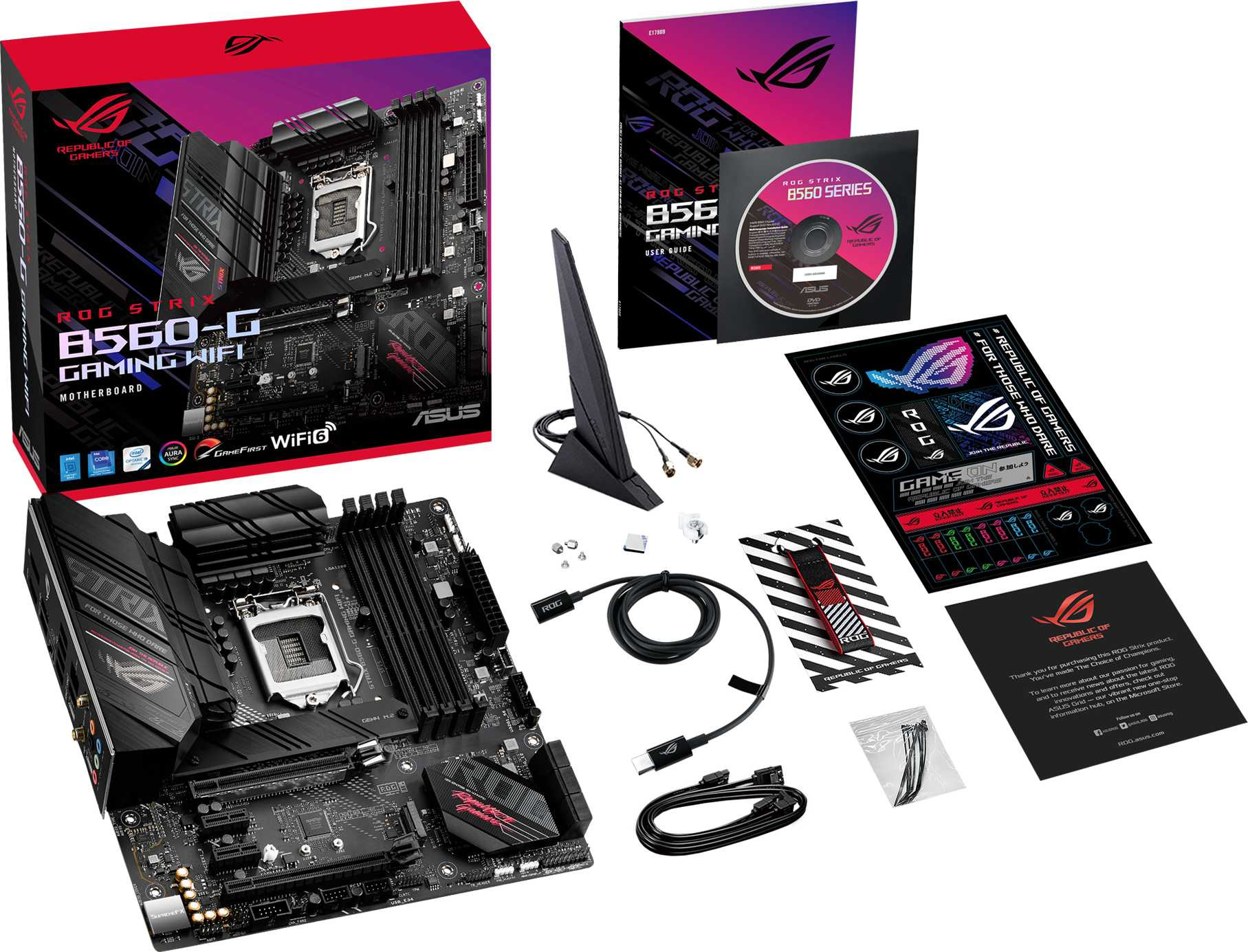 Материнская плата Asus ROG STRIX B560-G GAMING WIFI Soc-1200 Intel B560 4xDDR4 mATX AC`97 8ch(7.1) 2.5Gg RAID+HDMI+DP