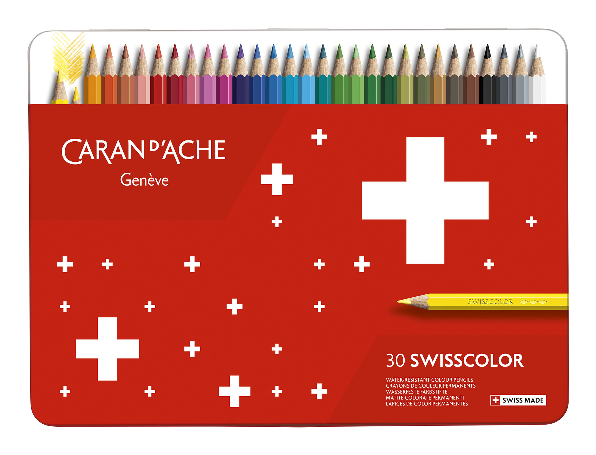 Цветные карандаши Карандаши цветные Carandache 1284.730 Swisscolor шестигранные дерево d=2.8мм специальный несмываемый грифель мет.кор. (30шт)