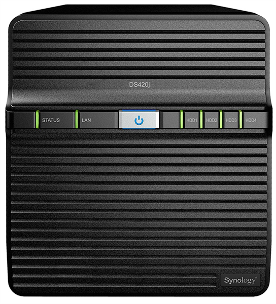 Система хранения данных Synology  QC1,4GhzCPU/1GB/RAID0,1,5,6,10/up to 4HDDs SATA(3,5' ')/2xUSB3.0/1GigEth/iSCSI/2xIPcam(upto 16)/1xPS/2YW repl DS418j (DS420j)