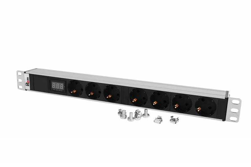 PDU  Неватека Блок распределения питания Rem R-32-7S-AM-440-K гор.размещ. 7xSchuko базовые 32A без вилки