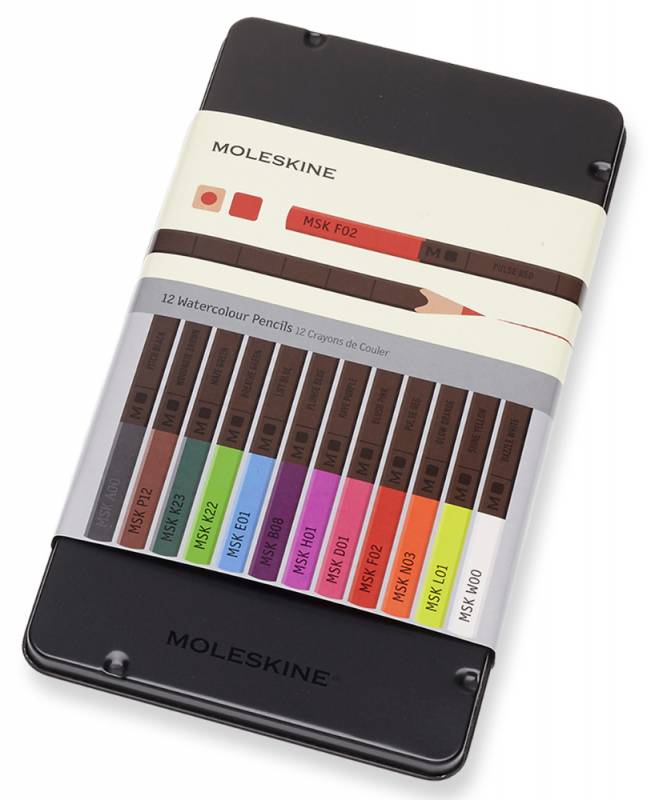 Цветные карандаши  Неватека Карандаши цветные акварельные Moleskine WATERCOLOUR EW7P12COLA 12цв. мет.кор.