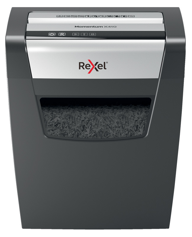 Шредер Rexel Momentum X410 (секр.P-4)/фрагменты/10лист./23лтр./скрепки/скобы