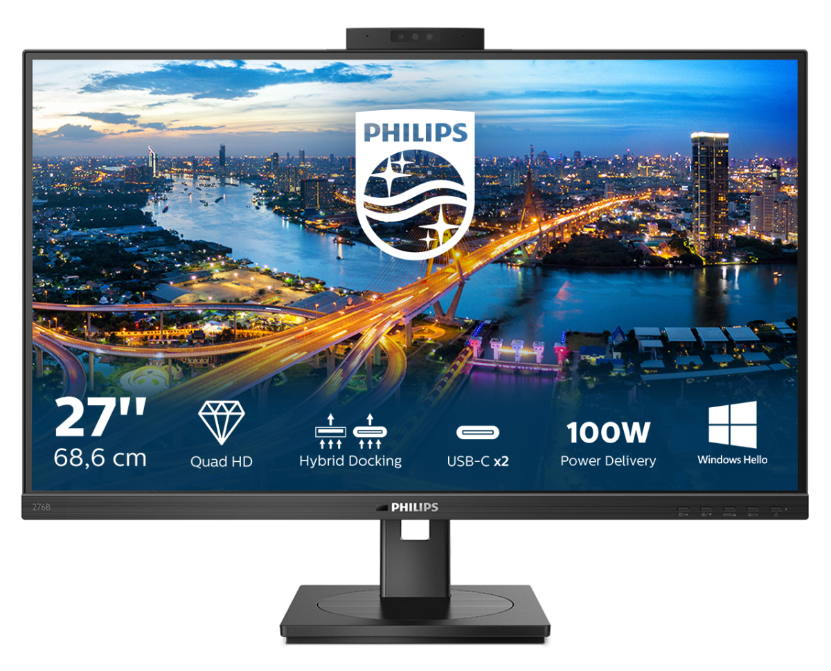 Монитор LCD 27'' 16:9 2560x1440 (QHD) IPS, W-LED, nonGLARE, 109 PPI, 350  cd/м2, 1000:1, 50 000 000:1, 0,2331 x 0,2331 mm, DisplayPort 1.4 — 1 шт., HDMI 1.4 — 2 шт., USB-C — 1 шт. , Черный