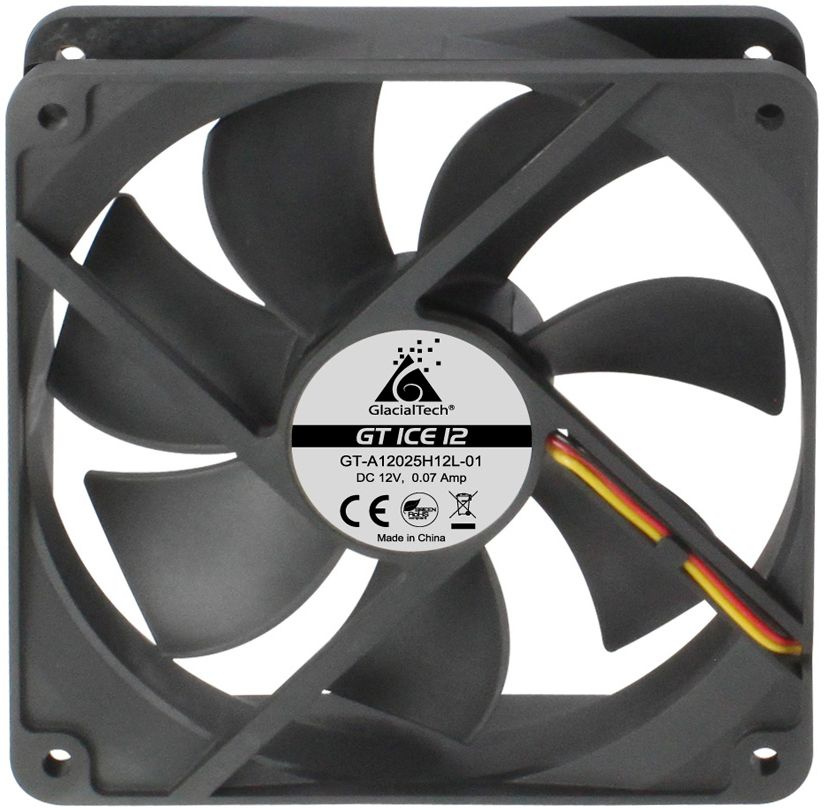Для корпусов  Неватека Вентилятор Glacialtech GT ICE 12 120x120x25mm 3-pin 4-pin (Molex)19dB 117gr Ret