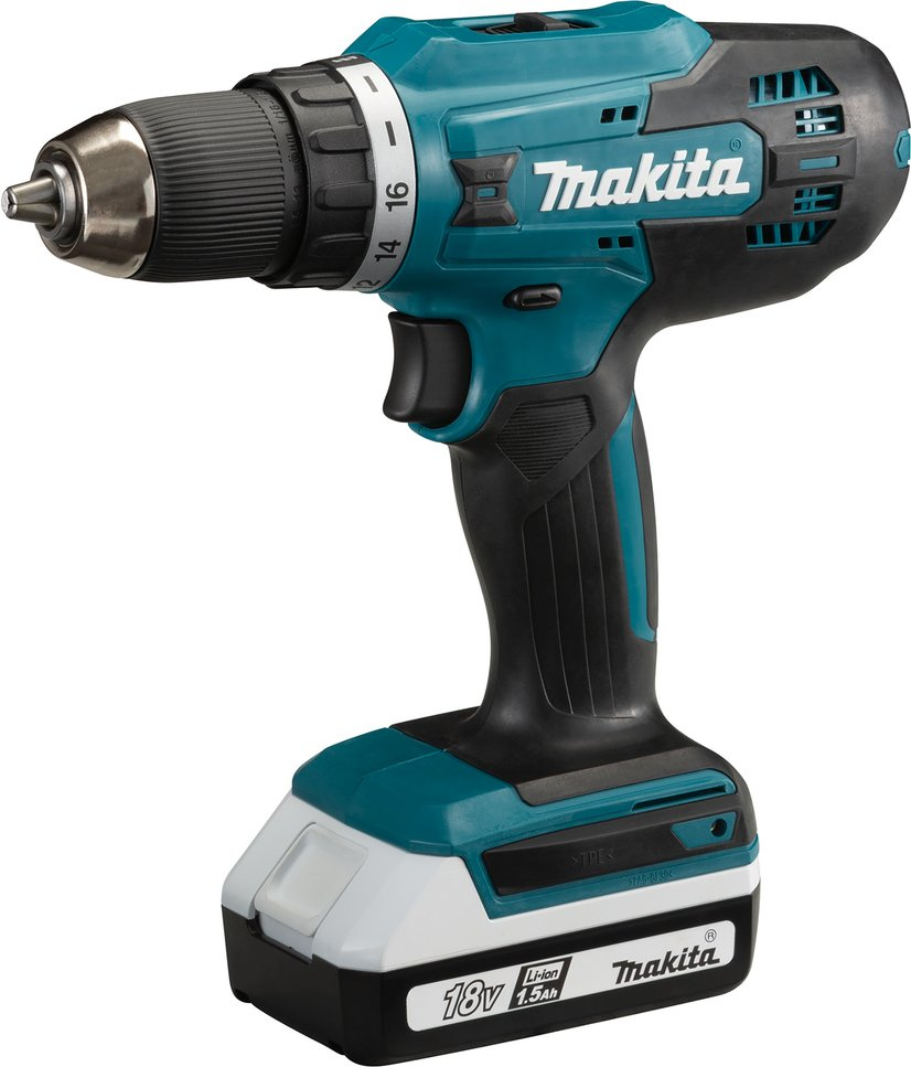 Дрель-шуруповерт Makita DF488DWE 18Вт аккум. патрон:быстрозажимной (кейс в комплекте)