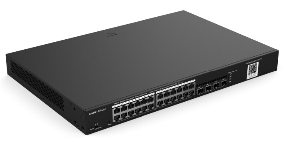 Коммутатор Reyee 24-Port Gigabit L2 Managed POE Switch, 24 Gigabit RJ45 POE/POE+ Ports, 4 SFP Slots, 370W PoE power budget, 19-inch Rack-mountable Stell Case (RG-NBS3100-24GT4SFP-P)