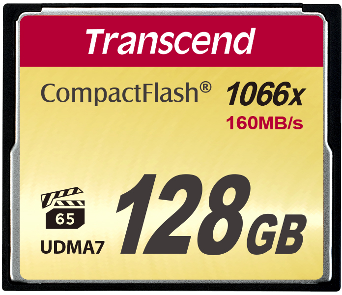 128GB Transcend CompctFlash 1000X MLC, R: 160MB/s Поддерживает запись в высоком разрешении Full-HD, 3D и 4K UHDTV (2160p)