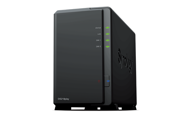 Система хранения данных Synology DS218play QC1,4GhzCPU/1Gb/RAID0,1/up to 2hot plug HDDs SATA(3,5'')/2xUSB3.0/1GigEth/iSCSI/2xIPcam(upto15)/1xPS repl DS216play (DS218play)