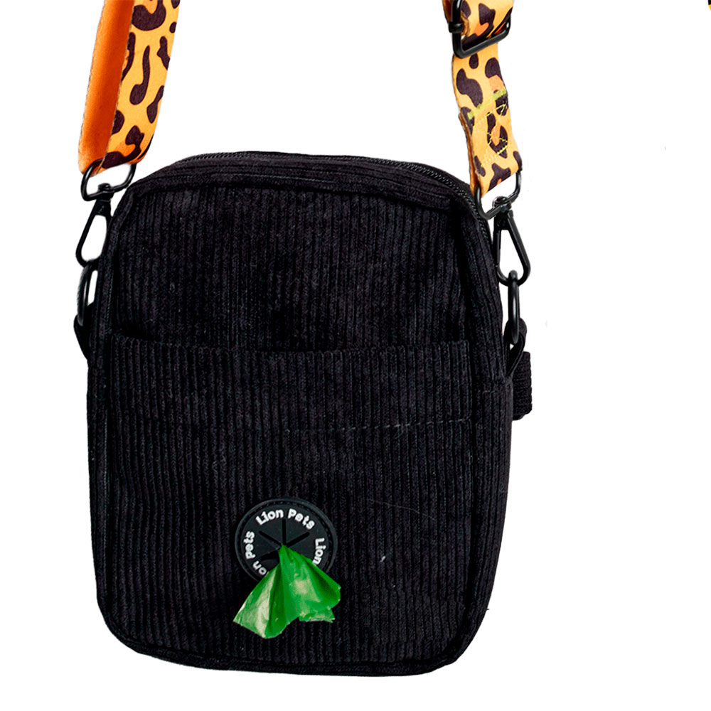 LIONPETS Сумка вельветовая для пакетов, 18x15x5 см, черный