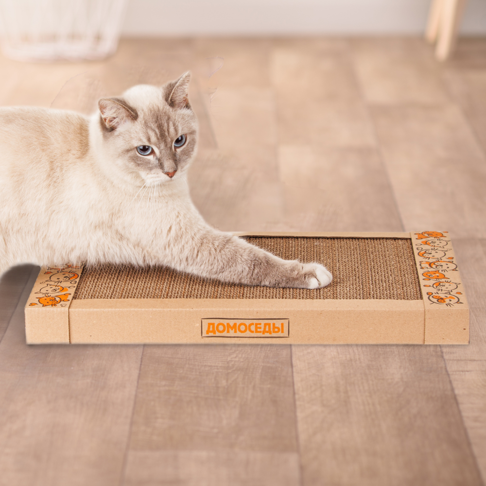 Из гофрокартона  Четыре Лапы Домоседы Когтеточка-доска (50х31х4,5 см) из гофрированного картона для кошек