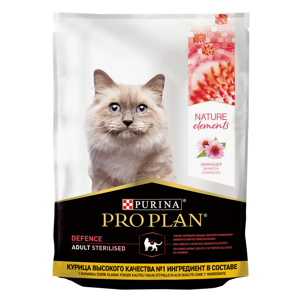 PRO PLAN® Nature Elements Сухой корм для взрослых стерилизованных кошек и кастрированных котов, с курицей, 200 г