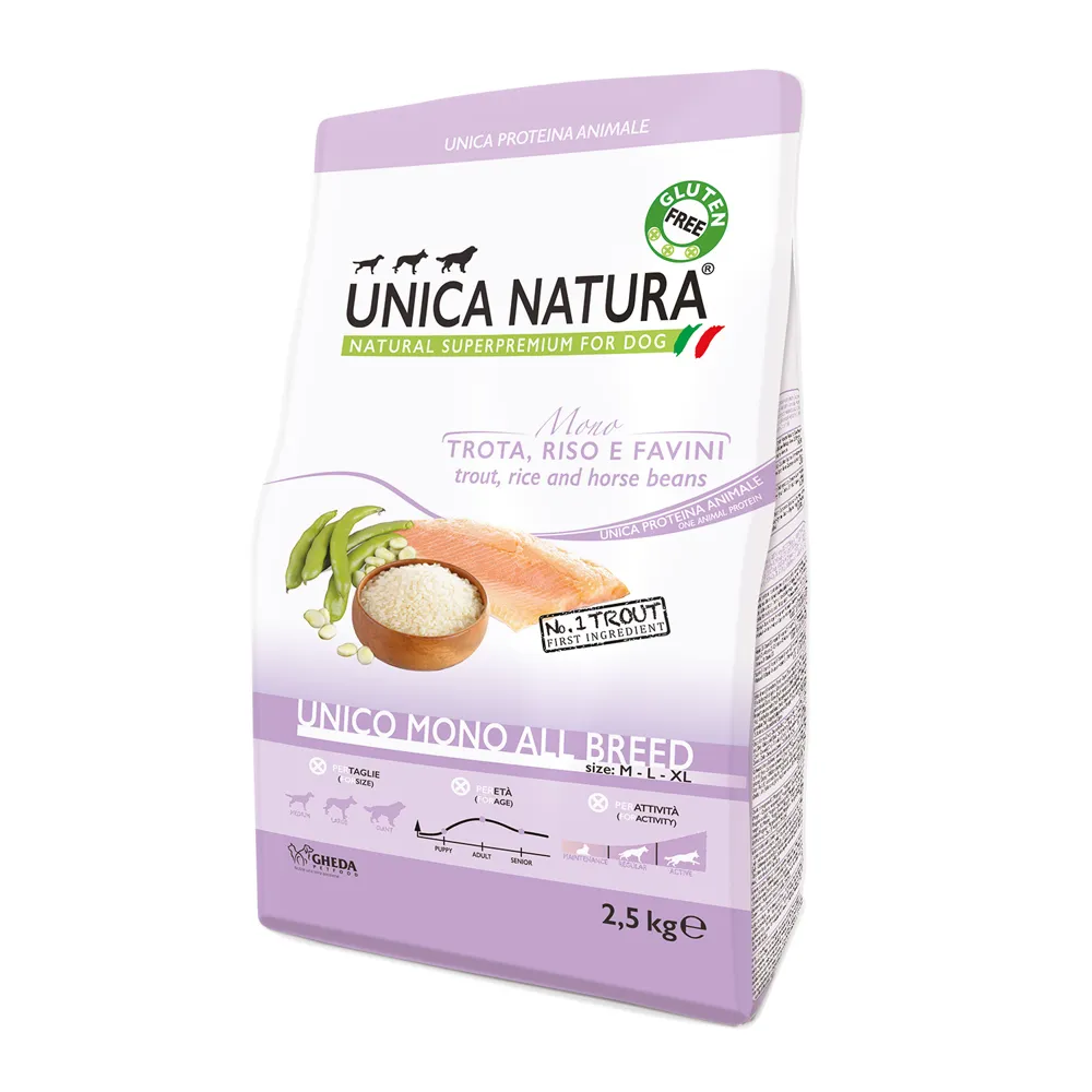UNICA Natura Mono All Breed Сухой корм для собак всех пород, с форелью, 2,5 кг