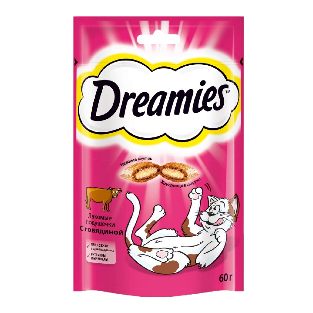 Dreamies Лакомство для кошек с говядиной, 60г