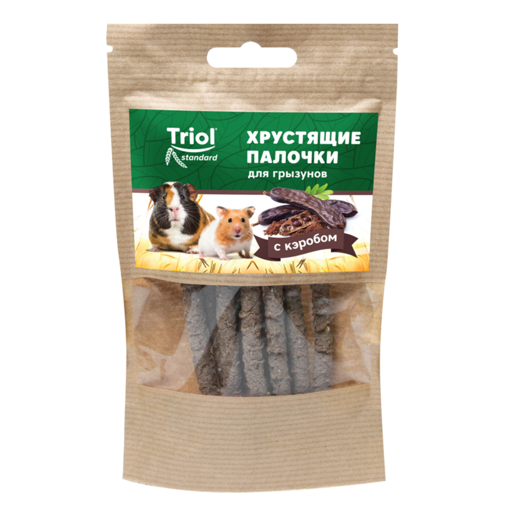   Четыре Лапы Triol Лакомство хрустящие палочки с кэробом для грызунов, 30 гр.