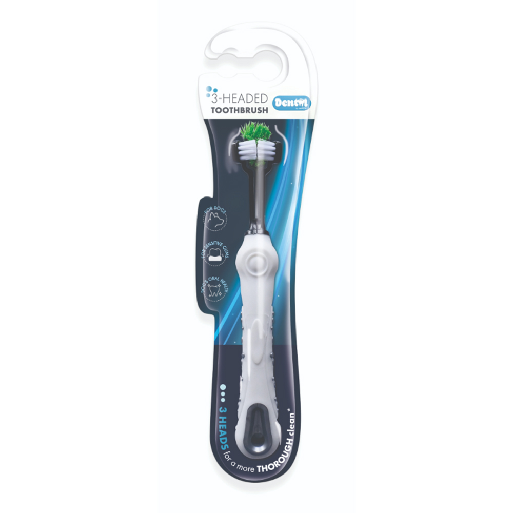 M-PETS Зубная щетка 3D с тремя головками для собак, 17х2,3 см
