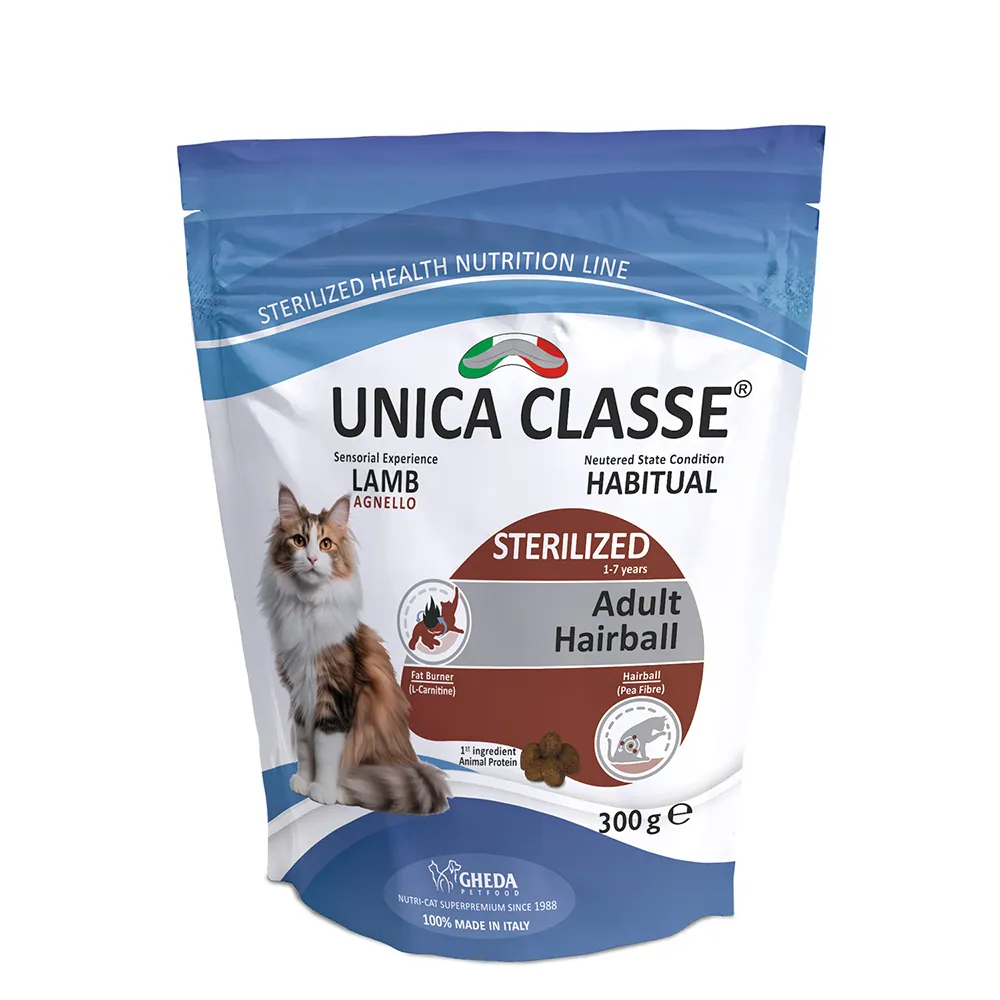 UNICA Classe Adult Sterilized Luxury Hairball Сухой корм для стерилизованных кошек, с ягненком, 300 гр.