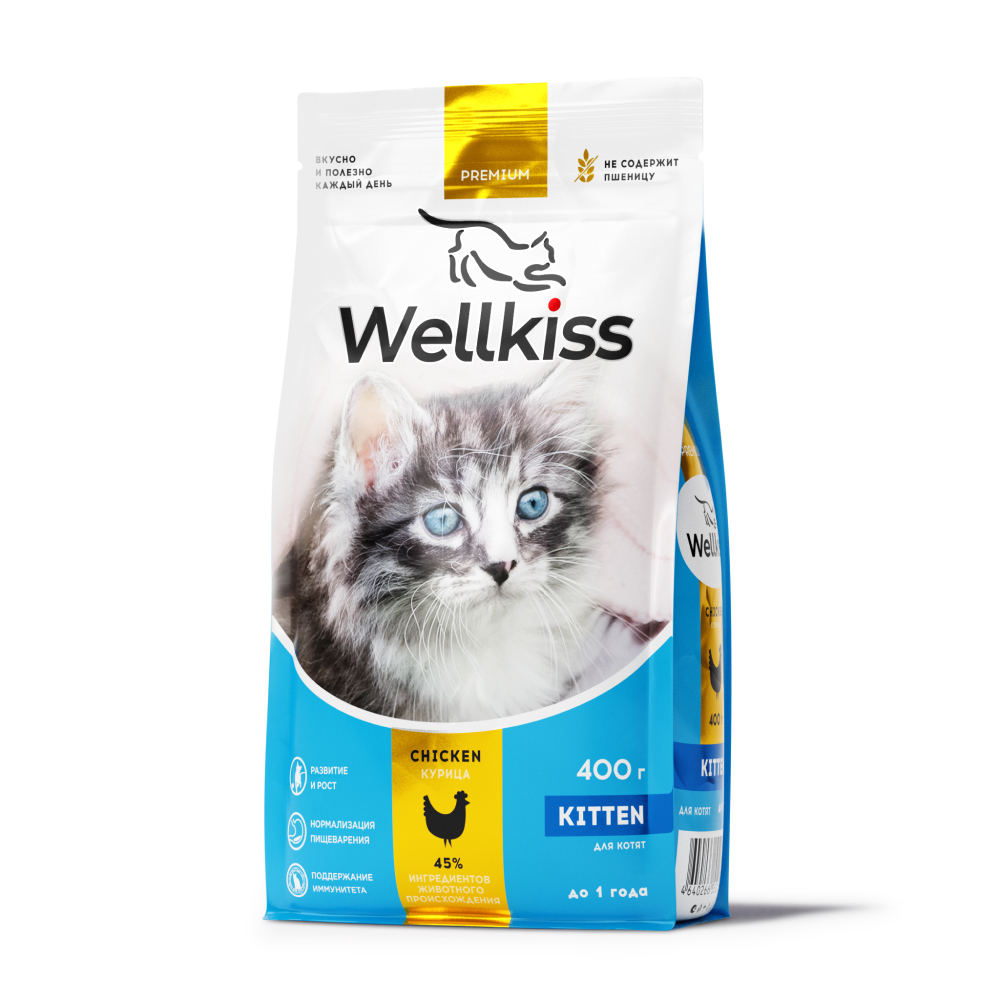 Wellkiss Kitten Сухой корм для котят, с курицей, 400 гр.