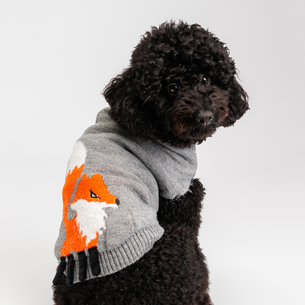 Petmax Свитер с лисой для кошек и собак, 2XL, серый