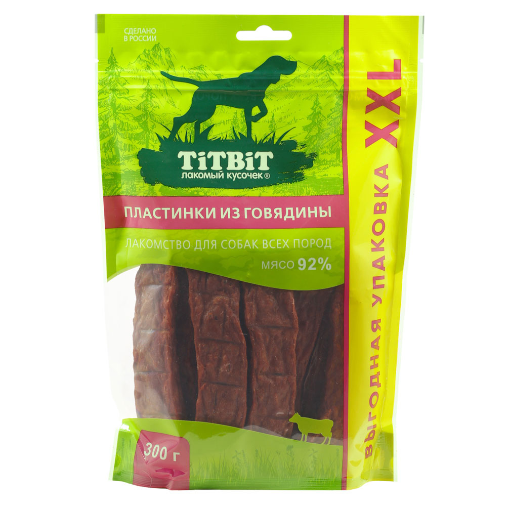TiTBiT Лакомство Пластинки из говядины (300 гр.) для собак