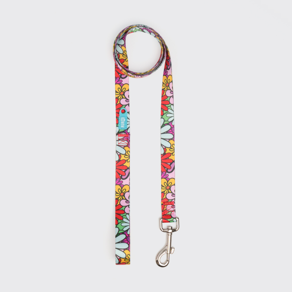 Rurri Поводок нейлоновый для кошек и собак Flower Power, 120 см, ширина ремешка 2 см