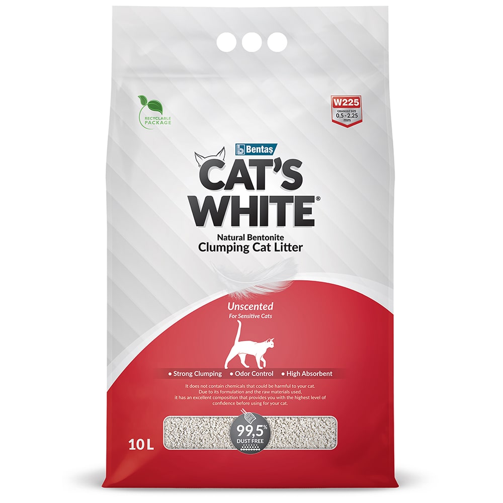   Четыре Лапы Cat's White Наполнитель комкующийся натуральный без ароматизатора для кошачьего туалета, 10 л