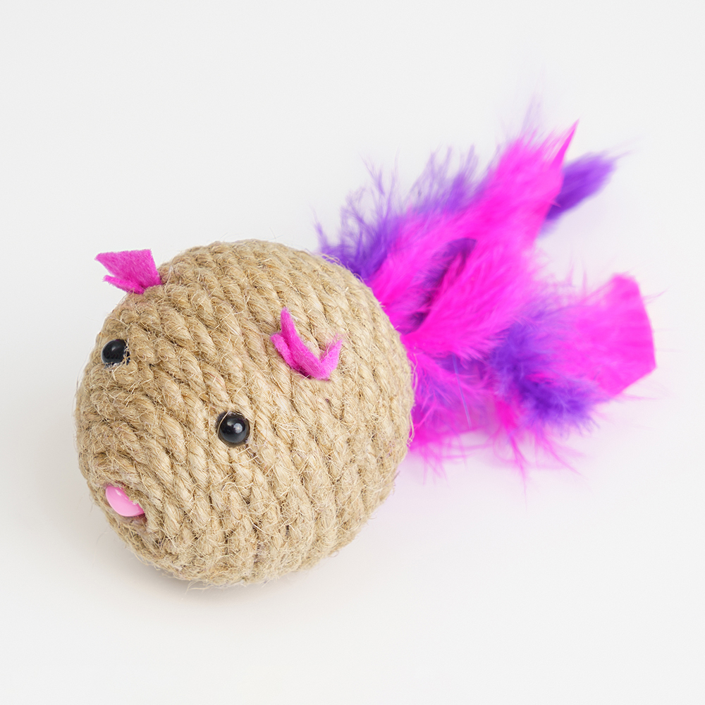  Pet Hobby Игрушка с валерианой и гремелкой для кошек Мышь с перьями, 5,7 см