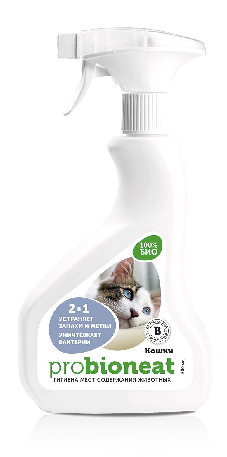 Спреи  Четыре Лапы Bioneat Средство для дезинфекции и устранения запахов мест содержания кошек, 500мл