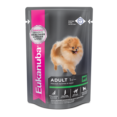 Консервы  Четыре Лапы Eukanuba Adult all breed влажный корм для взрослых собак всех пород, с говядиной в соусе, 100г