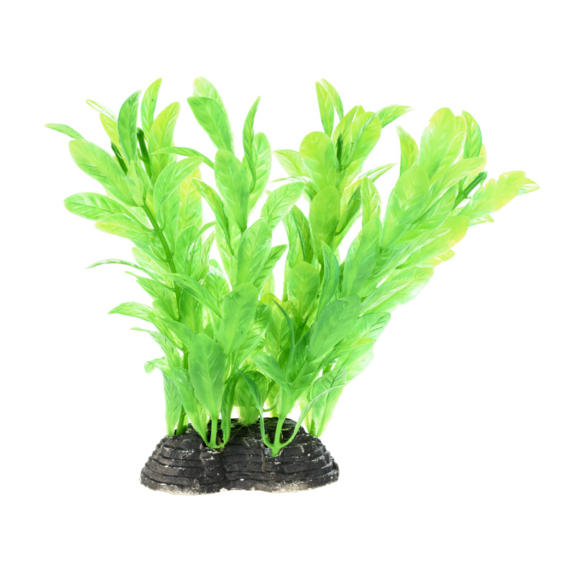Пластиковые растения  Четыре Лапы AquaFantasy Растение зеленое с листьями 6*5*10см