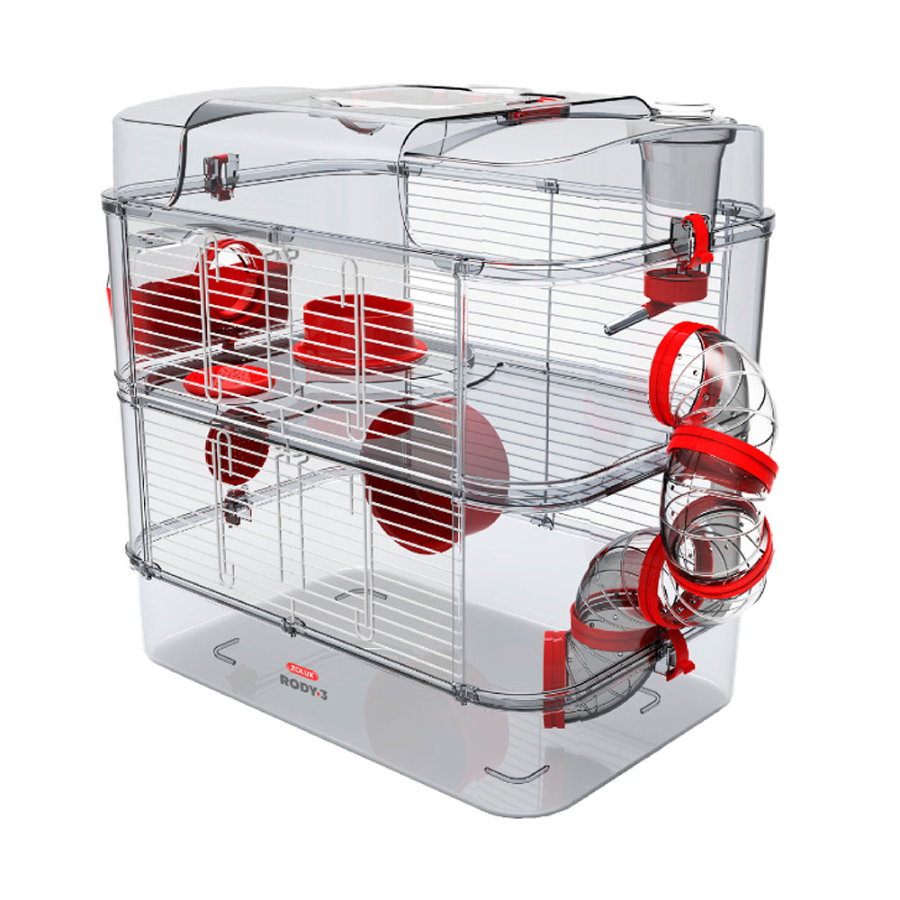   Четыре Лапы Zolux Клетка для грызунов Rody 3 Duo, 40,5x41x27 см, рубиново-красный