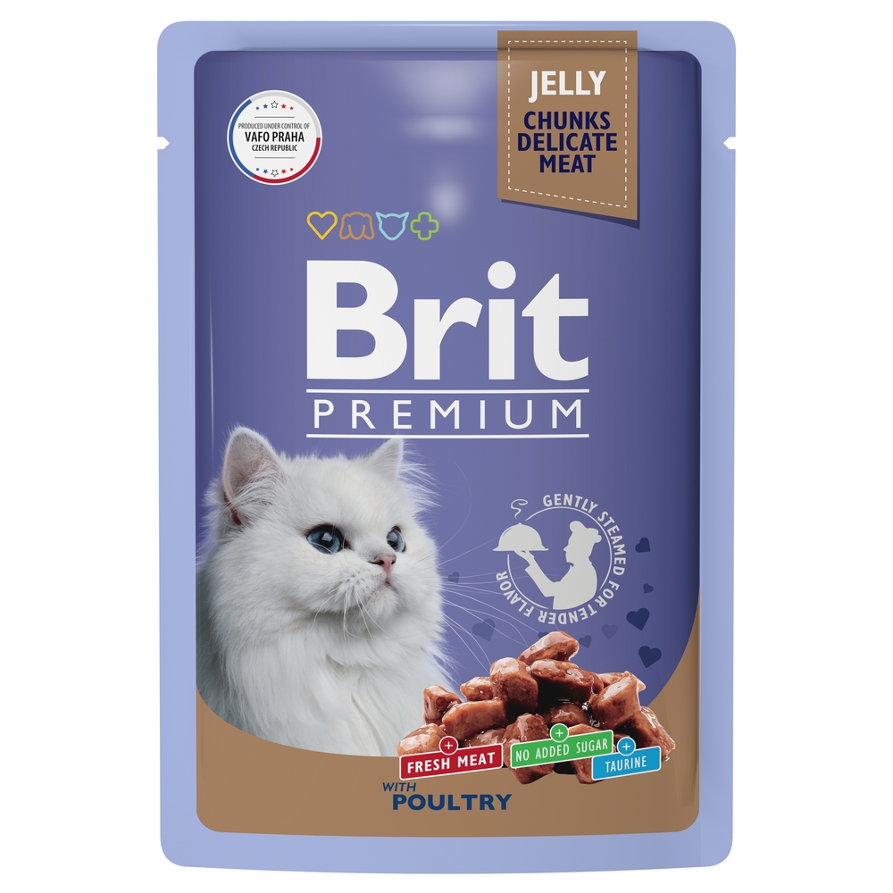 Brit Premium пауч для взрослых кошек ассорти из птицы в желе, 85 гр