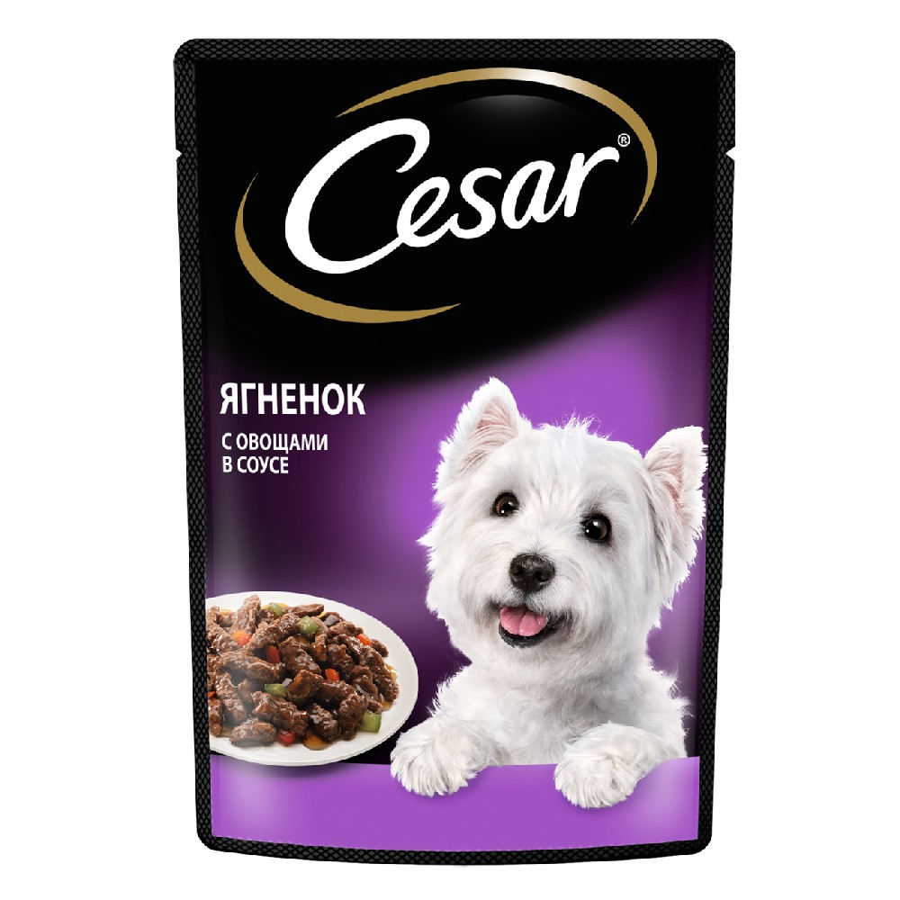 Консервы  Четыре Лапы Cesar Корм влажный для собак Ягненок с овощами, 85 г