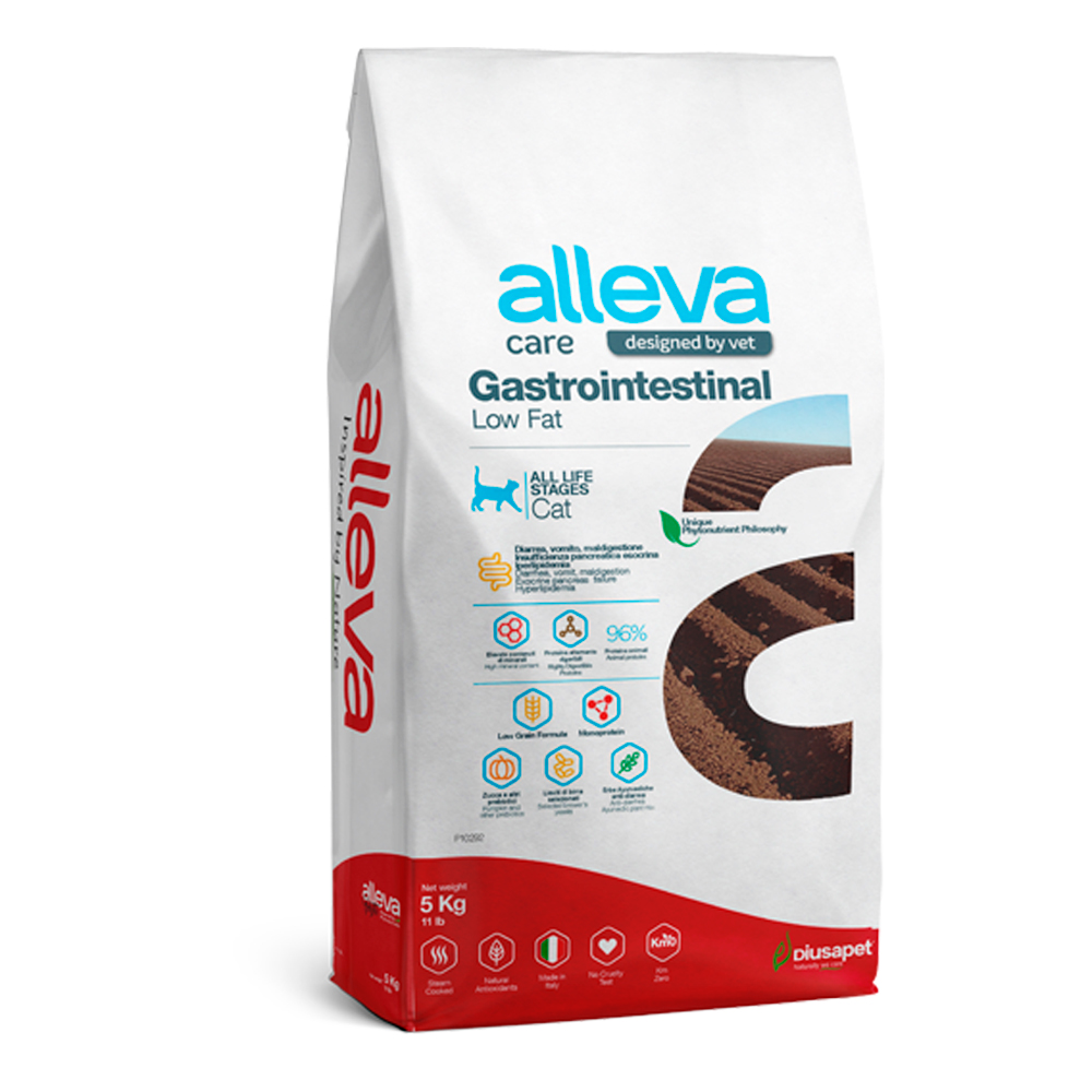  ALLEVA Care Adult Gastrointestinal Low Fat Сухой диетический корм для кошек, с курицей, 5 кг