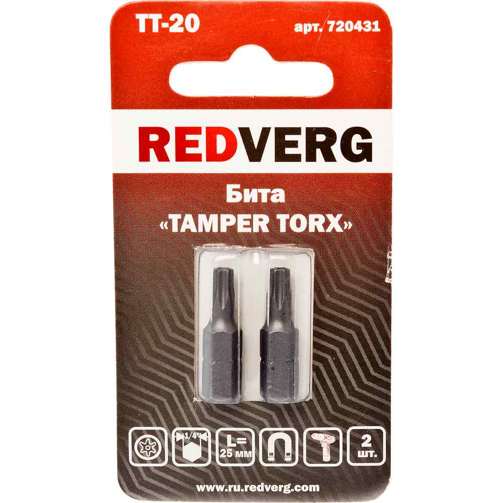 Биты и наборы бит  ТМК Бита REDVERG TT20х25мм 2шт (720431)