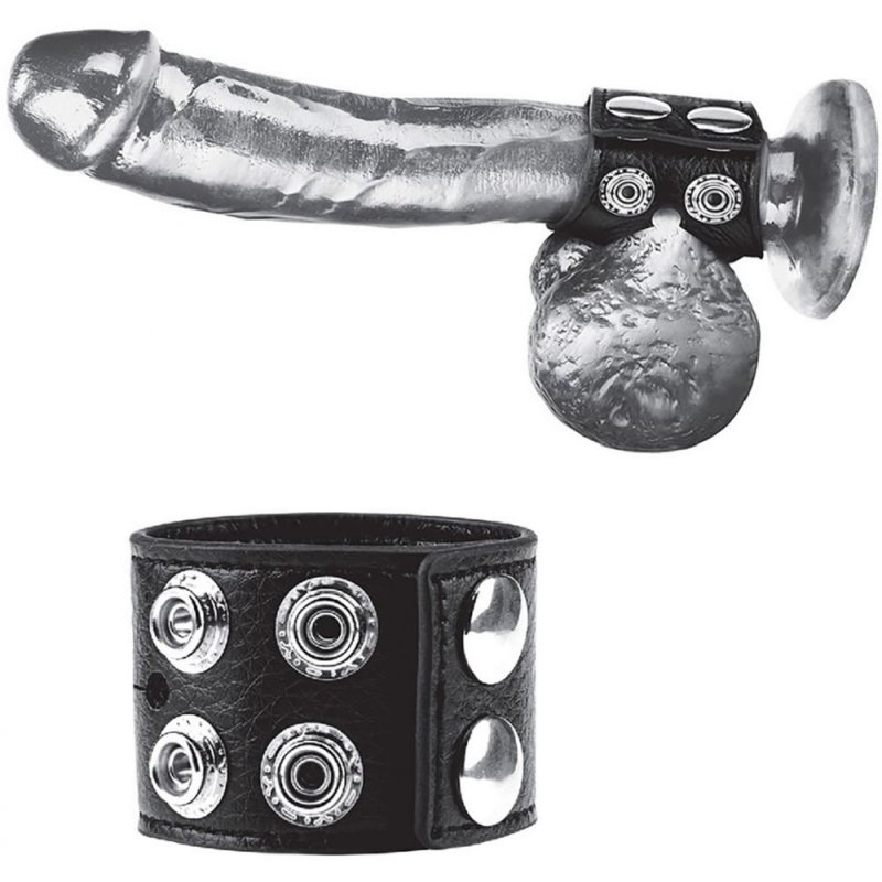 Ремень для члена и мошонки из экокожи Blueline 1.5 Cock Ring With Ball Strap – чёрный