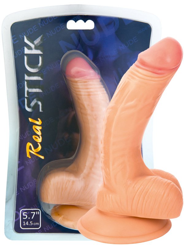 Реалистик с мошонкой TOYFA RealStick Nude 5,7” на присоске – телесный