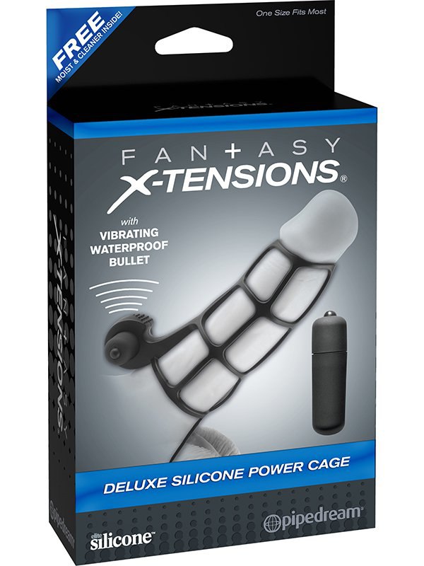 Насадка стимулирующая Deluxe Silicone Power Cage с вибрацией – черный