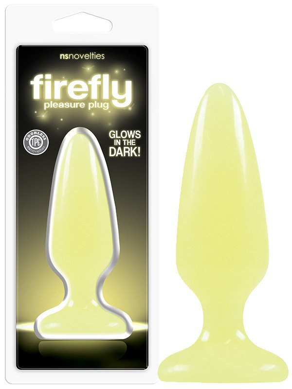 Средняя анальная пробка Firefly Pleasure Plug - Medium светящаяся в темноте – желтый