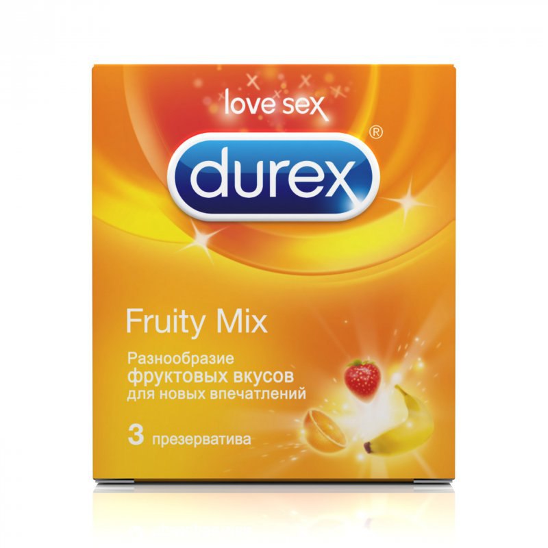   Он и Она Цветные презервативы Durex Fruity Mix с фруктовыми вкусами – 3 шт