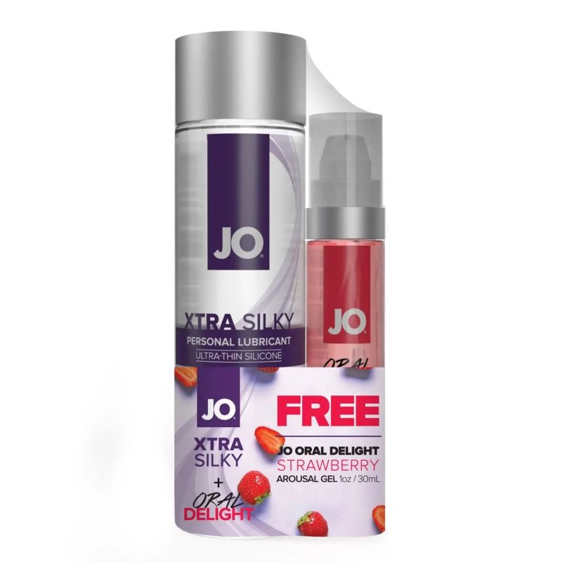 Романтический набор лубрикантов JO System: JO XTRA SILKY 120мл & FREE ORAL DELIGHT STRAWBERRY 30мл